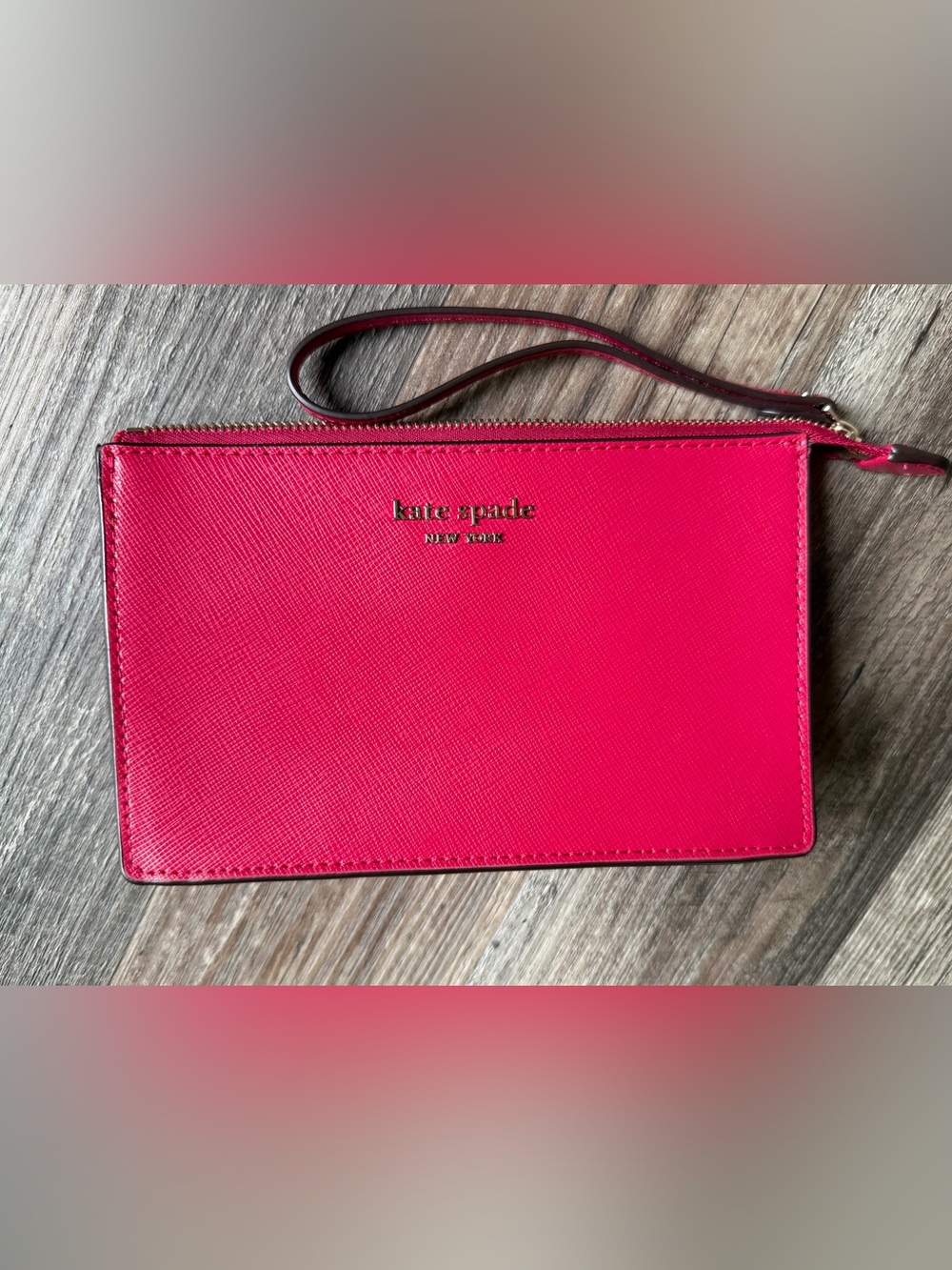 Kate Spade Wristlet Darker Hot Pink Soffiano Leather Excellent Condition